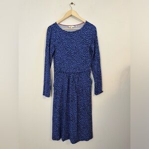 Boden 6L Abigail Jersey Dress Sky Midi Knee Long Sleeve A-Line Fit & Flare Blue